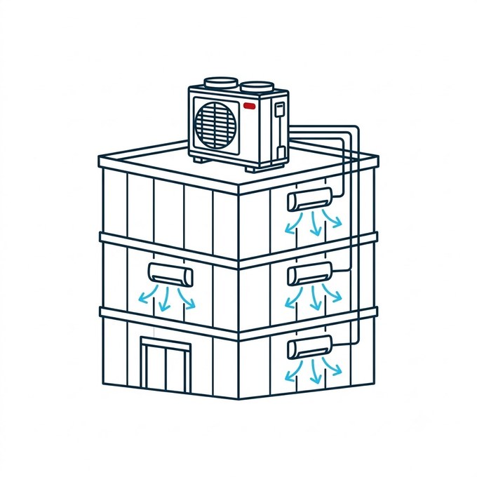 Commercial air conditioning across a multi-storey building